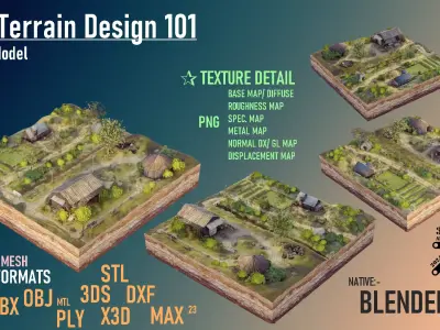 Mini Village Terrain 101 3D model