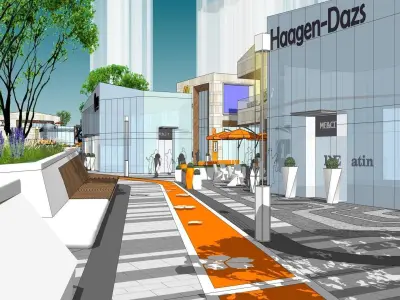 SHOPPING MALL LANDSCAPE ARCHITECTURE 3D model