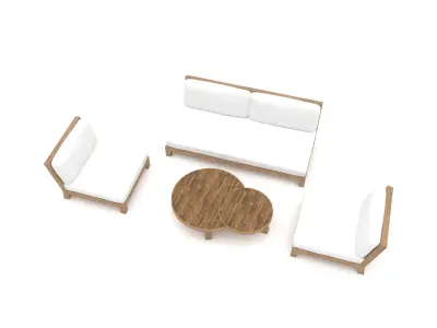 garden furniture set  Low-poly 3D model