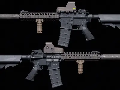 M4 Block II CQBR Low-poly 3D model