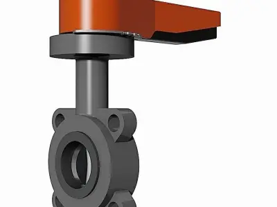 PVC Manual Butterfly Valves - Wafer Type - DIN PN16 Free 3D model