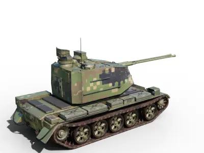 4 coatings of PLA Army PGZ88 self-propelled anti-aircraft gun Low-poly 3D model