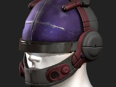 Helmet military combat fantasy futuristic Low-poly 3D model