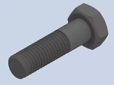 Bolt Partial Thread Hexagonal Head M14x50mm 3D model