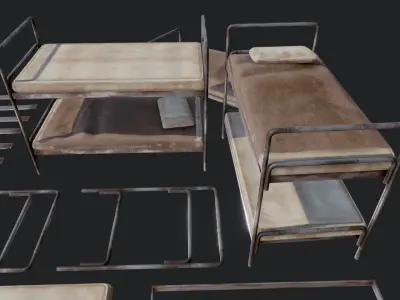 Old Metal Bunk Low-poly 3D model