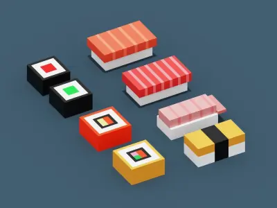 Isometric Sushi Low-poly 3D model
