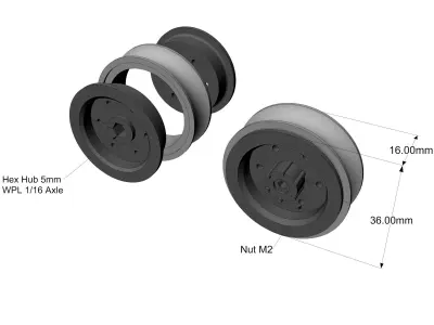 Beadlock wheel Military Truck WPL B 6x6 Free 3D print model
