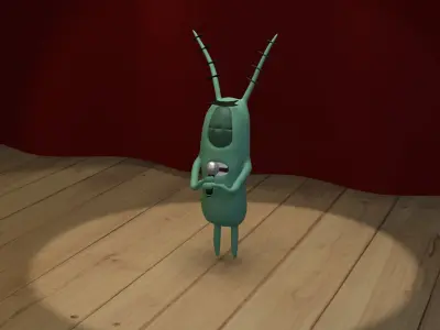 Singing Plankton Scene Low-poly 3D model