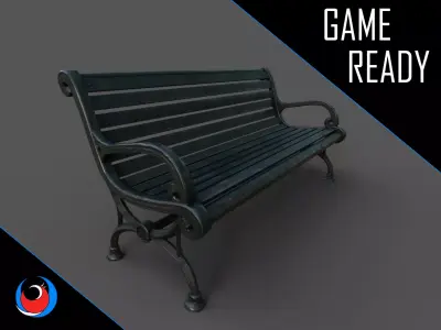Victorian street bench Low-poly 3D model