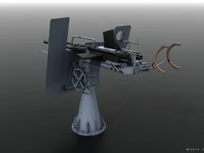 German 20mm FLAK 38 Low-poly 3D model