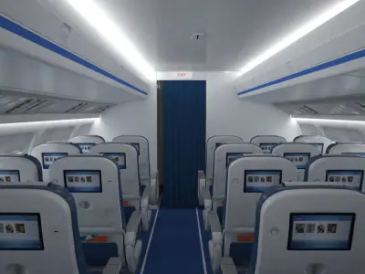 Airplane cabin 109 seats V2 3D model