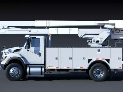  International 7600 Bucket Truck - Boom Truck Low-poly 3D model