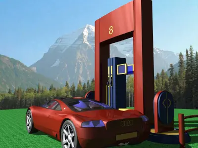 Petrol Pump Audie-Avus-Quarro Free 3D model