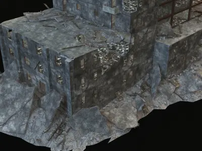 DESTROYED BUILDING 6 Low-poly 3D model