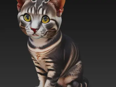 Cat Realistic 3D Model Basic - Low Poly Realistic Low-poly 3D model