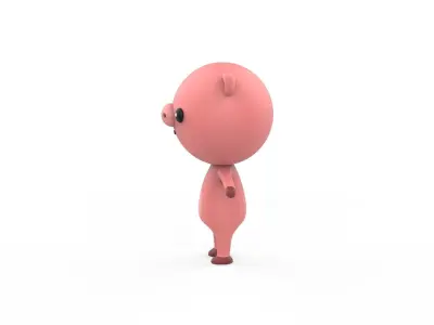 Stylized Character 001 Pig  Low-poly 3D model