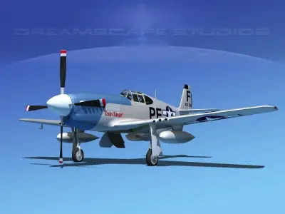 North American P-51B Mustang V07 3D model