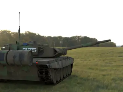 Weathered Camouflaged T90A Main Battle Tank 3D Model 3D model