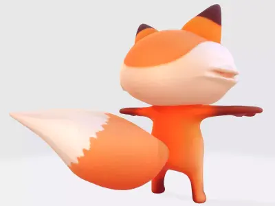 Low-Poly Stylized Fox Figurines Low-poly 3D model
