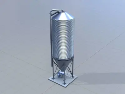Grain silo with aluminum shell 3D model