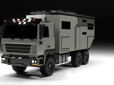 camping truck 6x6 Low-poly 3D model