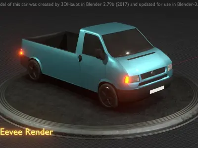 City Car 56 Commercial Pickup 3500 Type-C Blue Low-poly 3D model