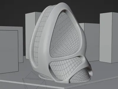 City Build futuristic Exterior Concept Scene 3D model Free 3D model