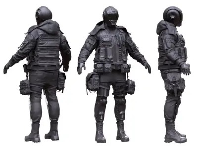 Female Military Outfit 5 Low-poly 3D model