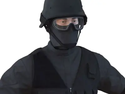 SWAT Man Mediterranean Rigged 3D Model 3D model