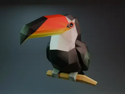 Stylized Toucan 3D Model Free low-poly 3D model