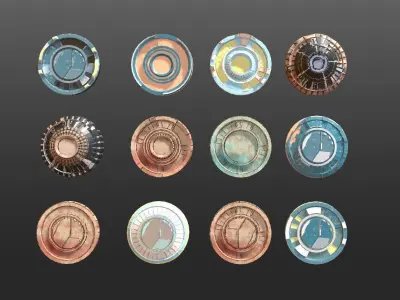 Mech HUD COMPONENTS KITBASH display stand base Low-poly 3D model