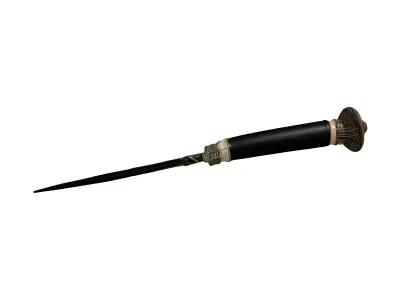 Ornate Black Gold Fantasy Dagger 3D model