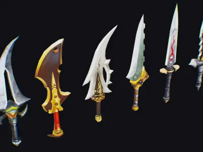 Dual Handed Dagger Edged Weapon Melee Knife Blade Low-poly 3D model