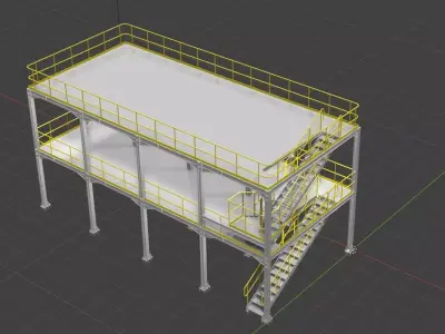 Industrial Metal Hangar 3D model 001 3D model