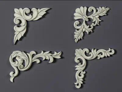 4 Free Corner 3D Models with their Ornament Brushes and Alphas Free 3D model