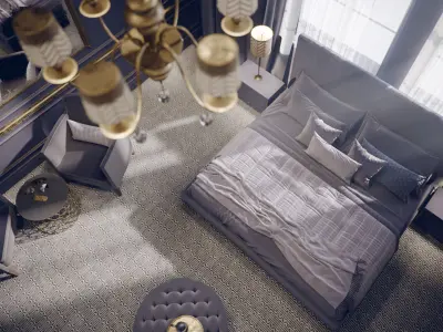 Corona - C4D files - Hotel Bedroom Interior 3D model 3D model