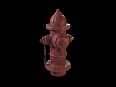 Firehydrant painted red Low-poly 3D model