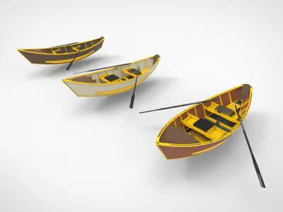 Traditional wooden boats 3D model