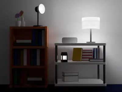 Beginner Wooden Shelf Bookcase and White Shelf Free 3D model