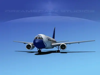 Boeing 767-200ER Blue Panorama 3D model