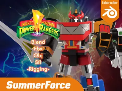 Megazord Battle Mode - Power Ranger Low-poly 3D model