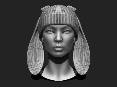 Rabbit Beanie Hat Cap - COMMERCIAL USE - WOLVES STUDIO Low-poly 3D model