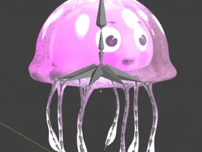Jellyfish 3D Model with Basic Rig Low-poly 3D model