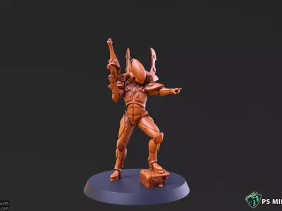 Space Elf Male Soldier Pose 2 - 8 Variants 3D print model