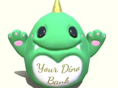 Dinosaur piggy bank LP Stylized Low-poly 3D model