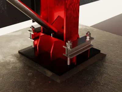 Industrial steel truss hall - calculated 3D model