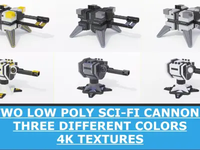 Sci-Fi Cannons 2-Pack Low-poly 3D model