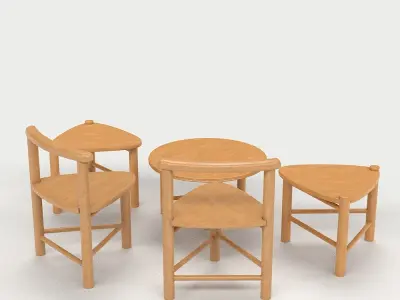 Furniture set 01 Low-poly 3D model