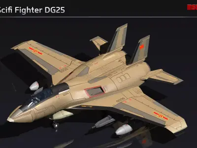 Scifi Fighter DG25 Low-poly 3D model