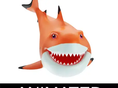 Blacktip Reef Animated Shark Toon Low-poly 3D model